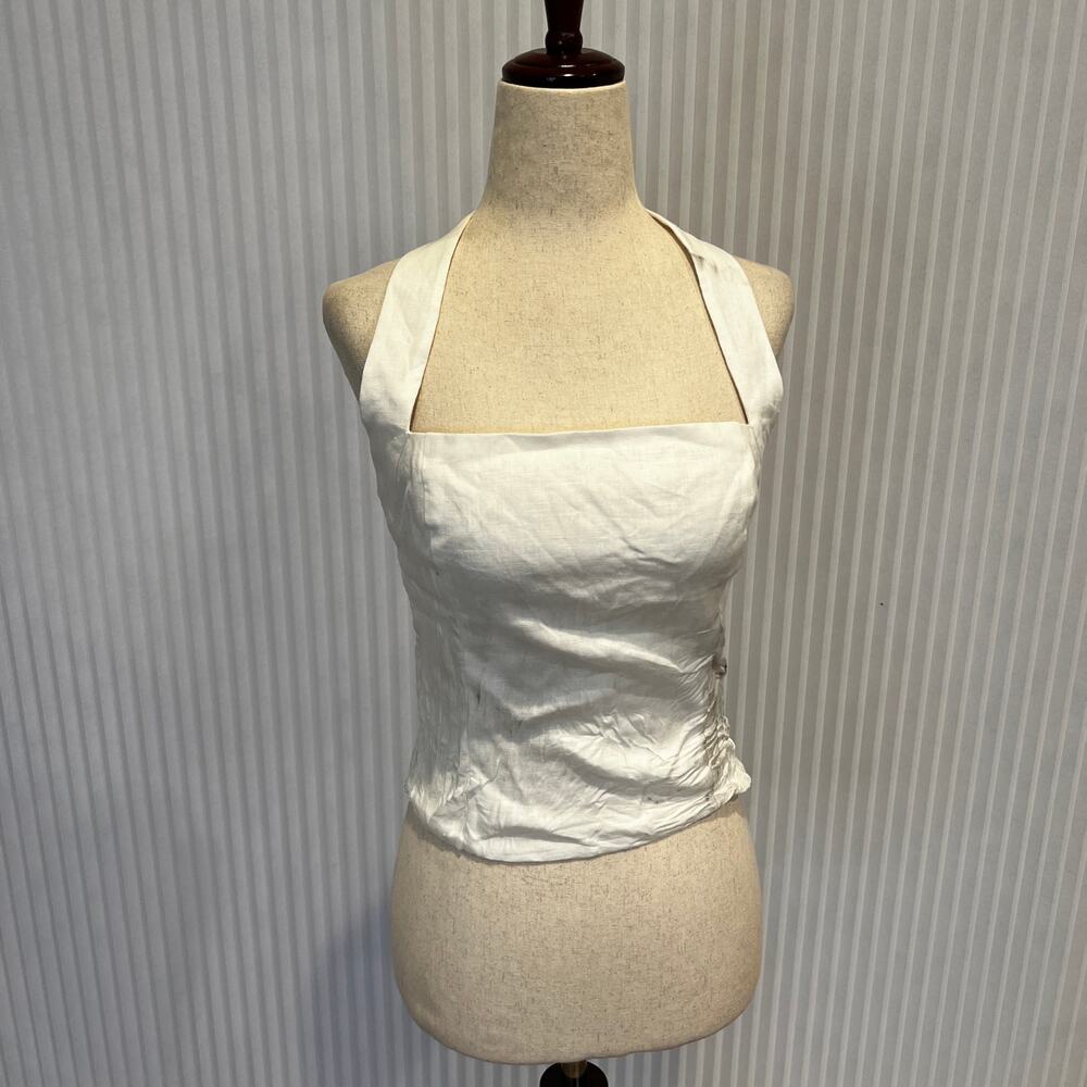 ARITZIA Women's Wilfred Whisper Linen Halter Top Size S In White - Picture 4 of 15